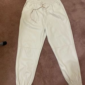 ZARA Taupe Pleather Joggers size M.